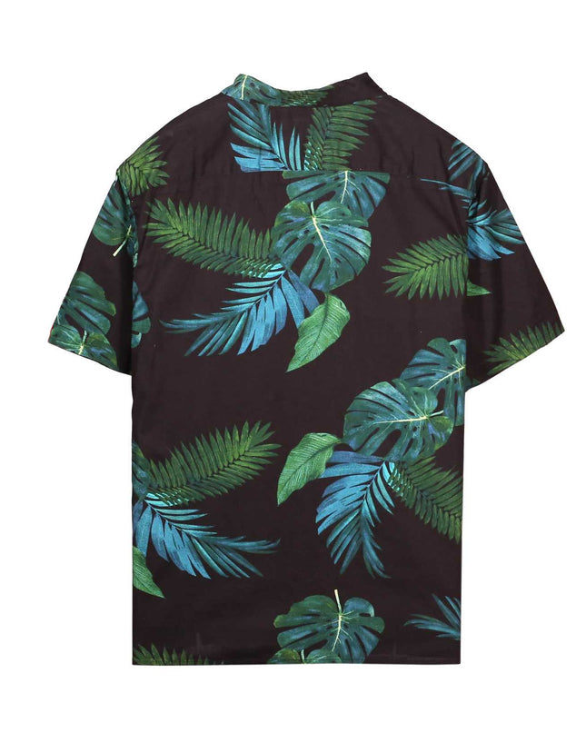 Old Navy Tropical Leaf Print Black Slim Fit Shirt