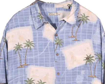 Batik Bay Palm Tree Print Periwinkle Blue Hawaiian Shirt