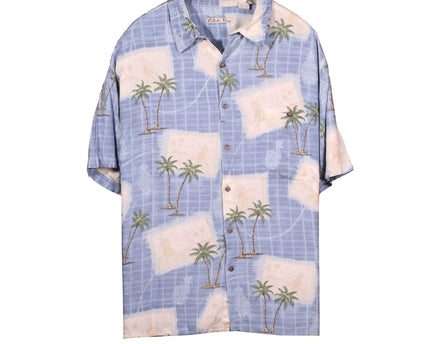 Batik Bay Palm Tree Print Periwinkle Blue Hawaiian Shirt