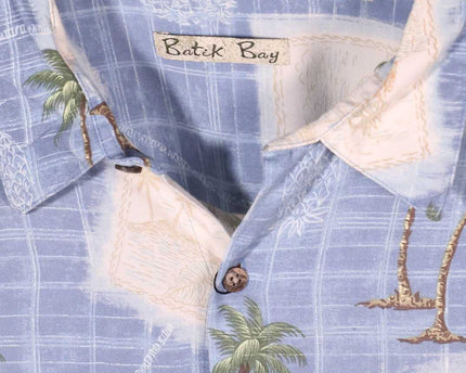 Batik Bay Palm Tree Print Periwinkle Blue Hawaiian Shirt
