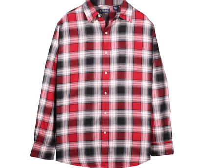 Chaps Button Up Geometric Plaid Cotton Blend Shirt