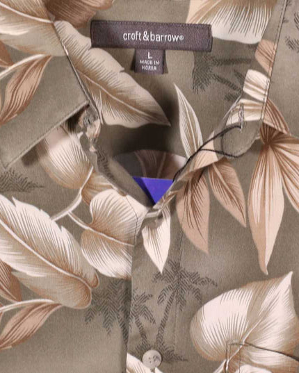 Croft & Barrow Button Up Floral Brown Tropical Hawaiian Shirt