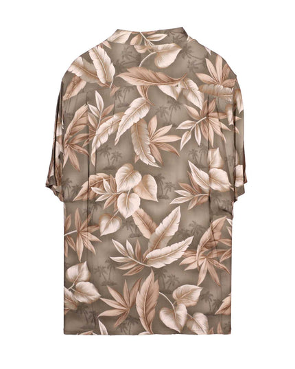 Croft & Barrow Button Up Floral Brown Tropical Hawaiian Shirt
