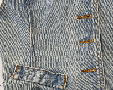 Manager Vintage Light Wash Floral Print Yoke & Stud Details Denim Vest