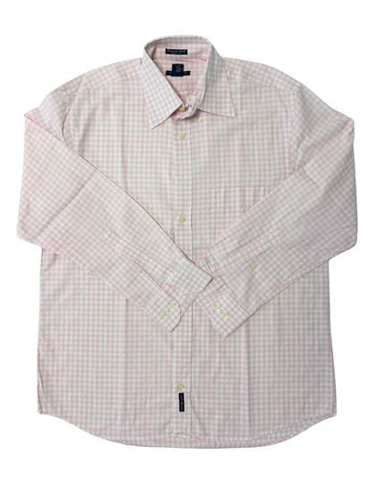 Gant Pink & White Gingham Check Pinpoint Twill Dress Shirt - XL