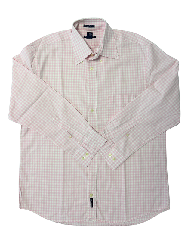 Gant Pink & White Gingham Check Pinpoint Twill Dress Shirt - XL