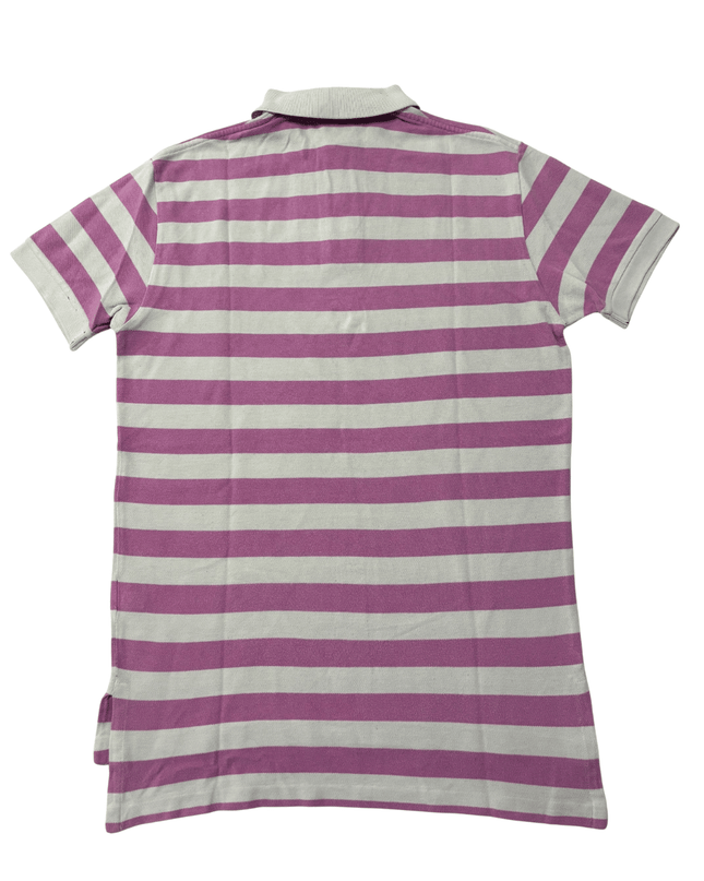 Ralph Lauren Pink & White Striped Pique Polo Shirt