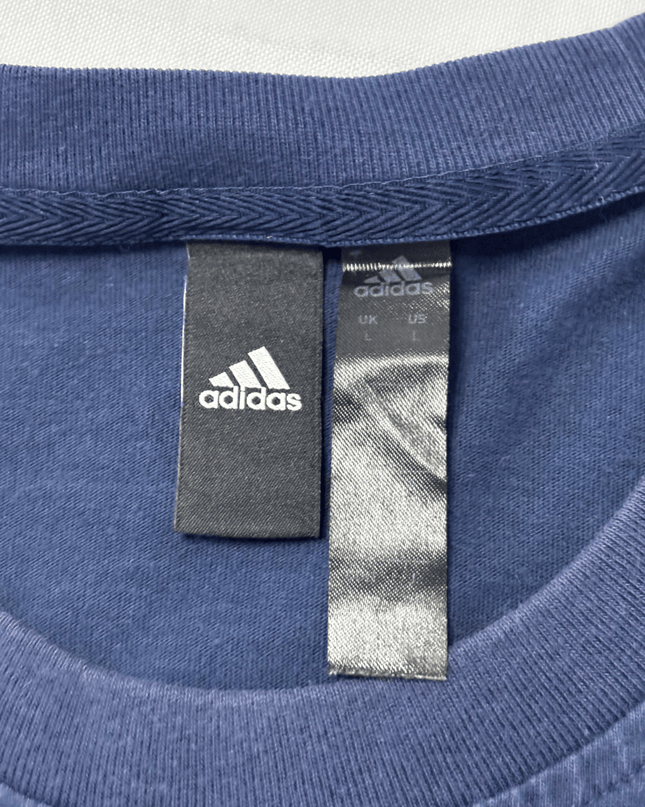 Adidas Navy Blue Logo Print Cotton T-Shirt