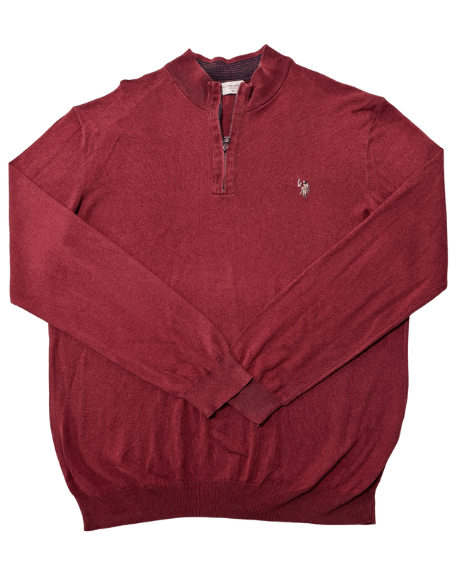 U.S. Polo Assn. Quarter-Zip Maroon Knit Pullover Sweater