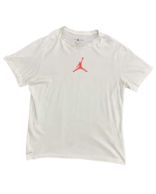 Jordan White Dri-FIT Red Jumpman Logo Athletic T-Shirt  – M