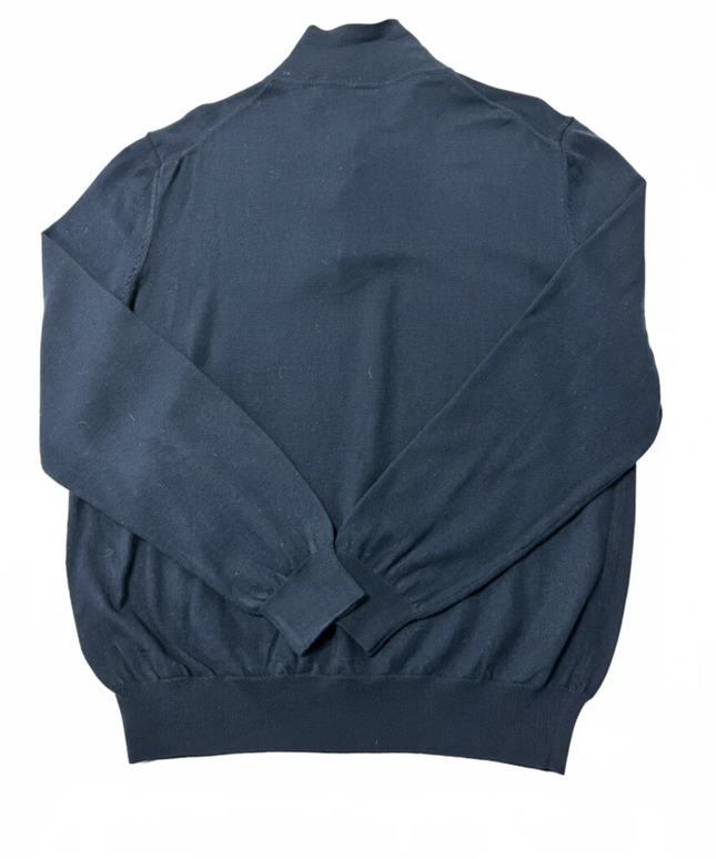 BOSS Navy Blue Long Sleeve Knitted Polo Sweater