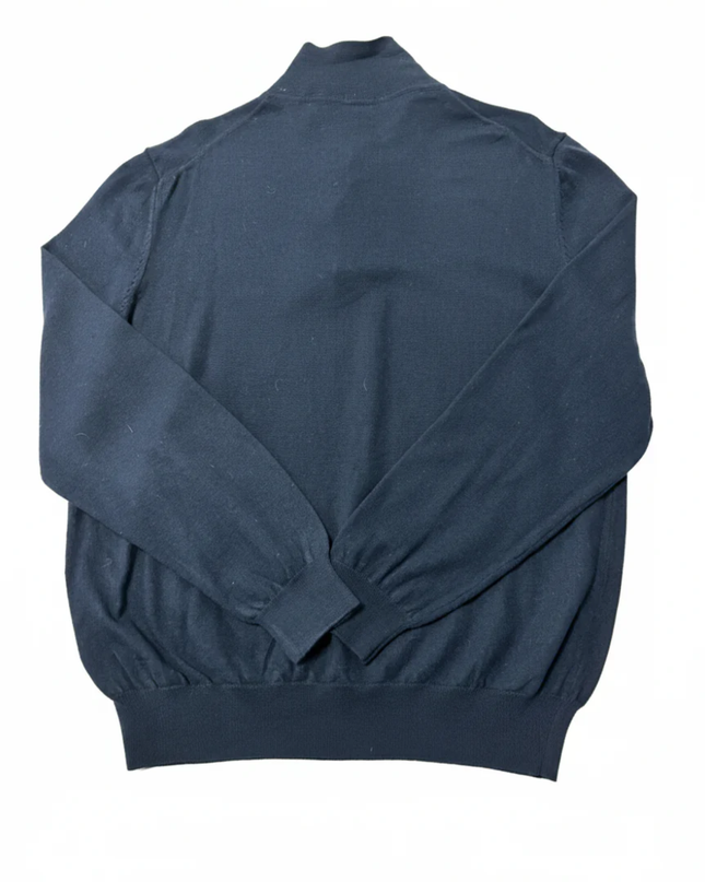 BOSS Navy Blue Long Sleeve Knitted Polo Sweater