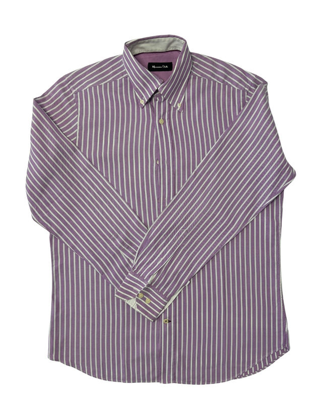 Massimo Dutti Lavender & White Striped Button-Up Shirt - L
