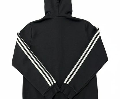 Adidas Black 3-Stripes Full Zip Fleece Hoodie