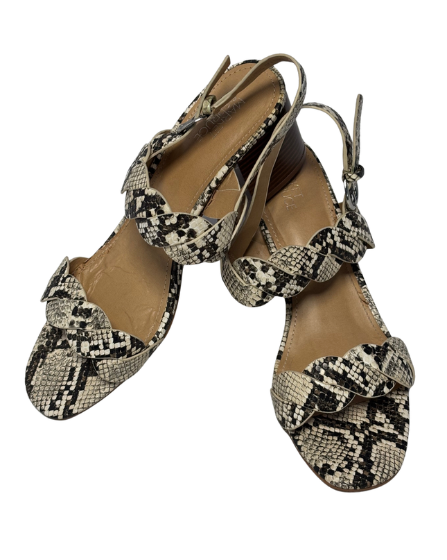 Market & Spruce Snakeskin Braided Block Heel Sandals