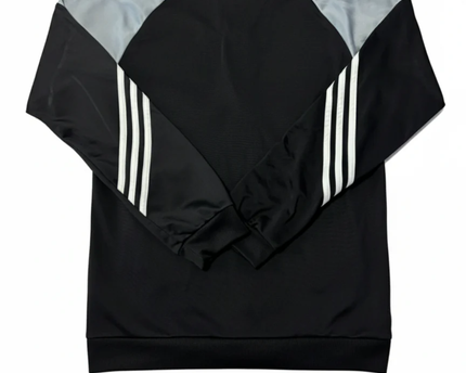 Adidas Black and Grey 3-Stripe Zip-Up Sports Jacket