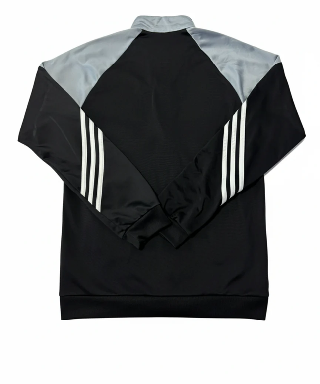 Adidas Black and Grey 3-Stripe Zip-Up Sports Jacket