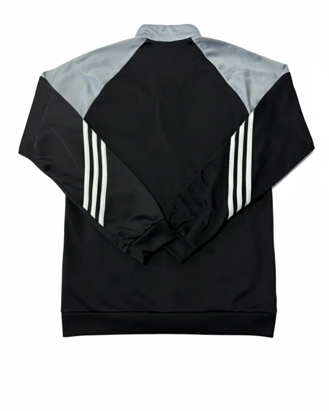Adidas Black and Grey 3-Stripe Zip-Up Sports Jacket