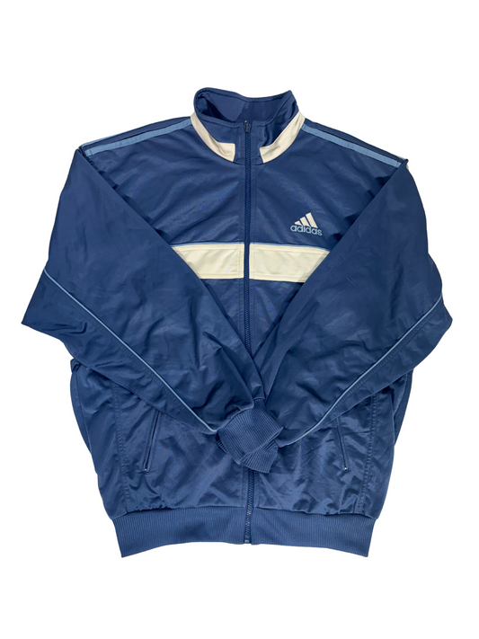 Adidas Navy Blue Track Jacket with White Chest Stripe - XL