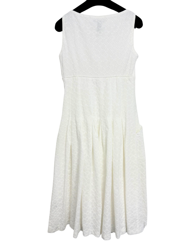 Ralph Lauren White Eyelet Cotton Sleeveless Midi Dress
