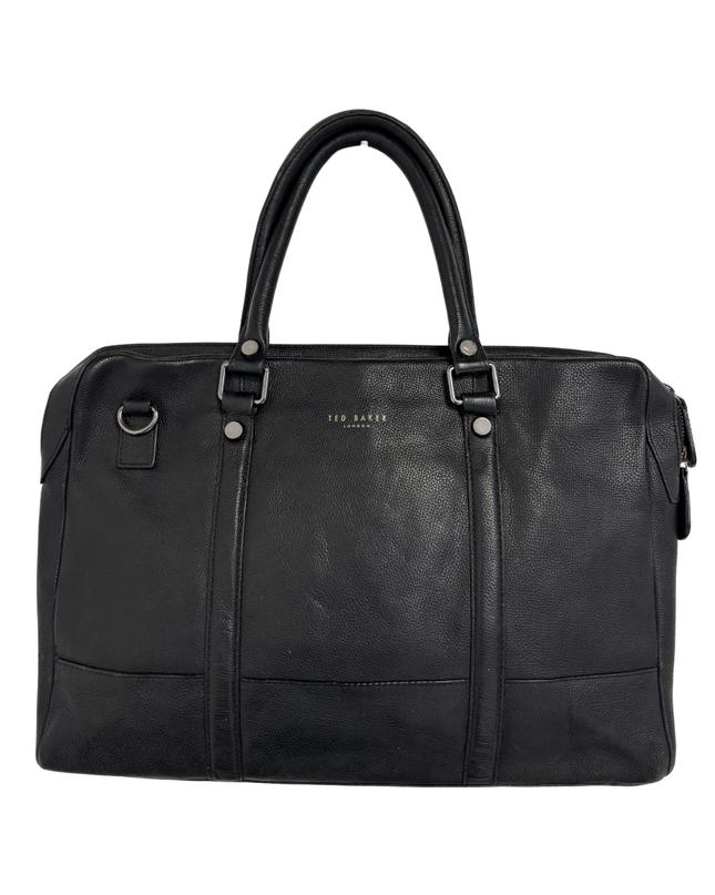 Ted Baker London Black Pebbled Work Bag / Briefcase