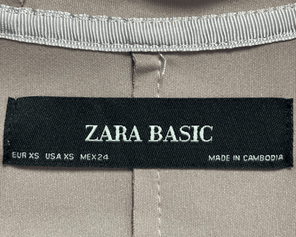 Zara Basic Taupe Hooded Belted Faux Suede Coat