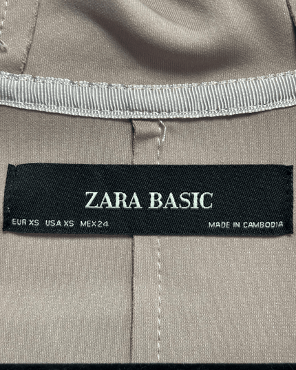Zara Basic Taupe Hooded Belted Faux Suede Coat