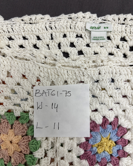 Aerie White Boho Crochet Floral Patchwork Peasant Top - XXS