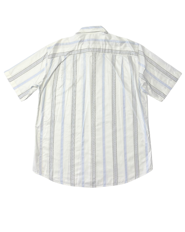 Lacoste White & Light Blue Striped Short-Sleeve Button-Up Shirt
