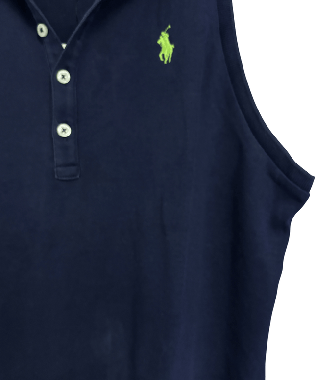 Ralph Lauren Navy Blue Sleeveless with Green Pony Logo Polo Dress