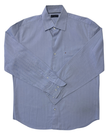 Tommy Hilfiger Tailored Blue Herringbone Dress Shirt