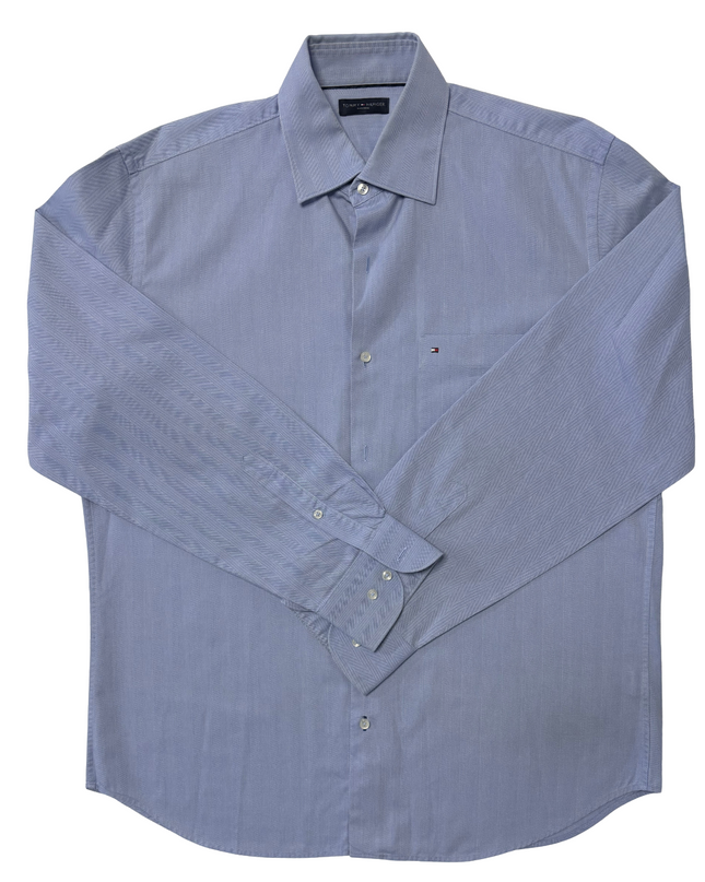 Tommy Hilfiger Tailored Blue Herringbone Dress Shirt