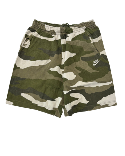 Nike Green Camo Print Fleece Sweat Shorts - S | Waist: 28"