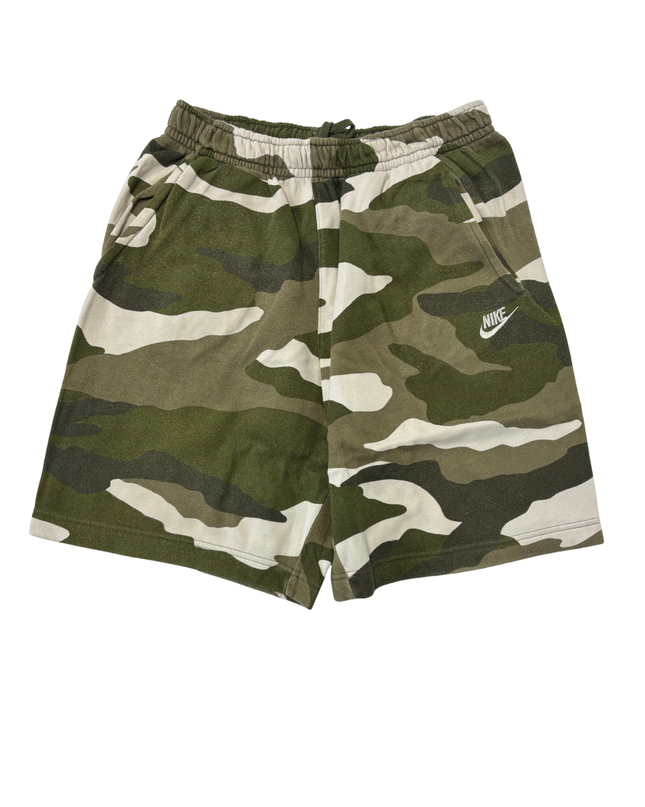 Nike Green Camo Print Fleece Sweat Shorts - S | Waist: 28"