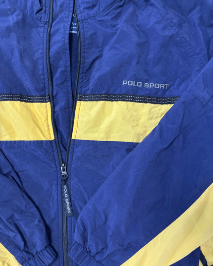 Ralph Lauren Sport Navy Blue & Yellow Colorblock Windbreaker Jacket