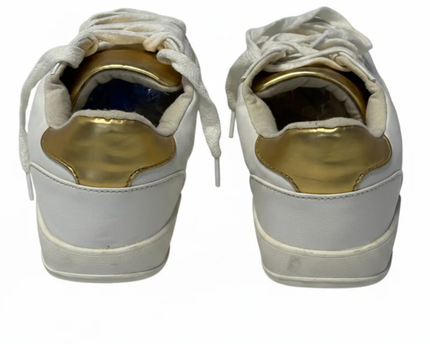 LEFTMAN White and Gold Low Top Sneakers