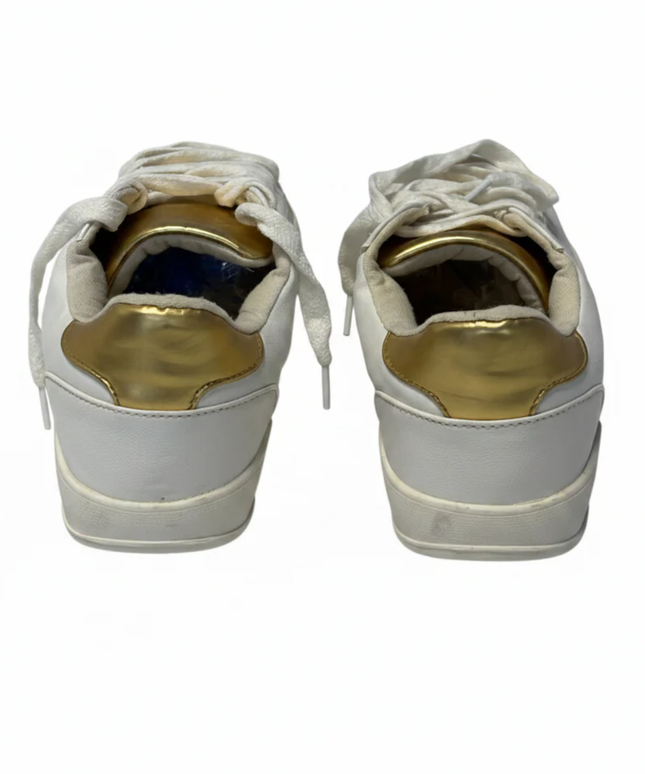 LEFTMAN White and Gold Low Top Sneakers