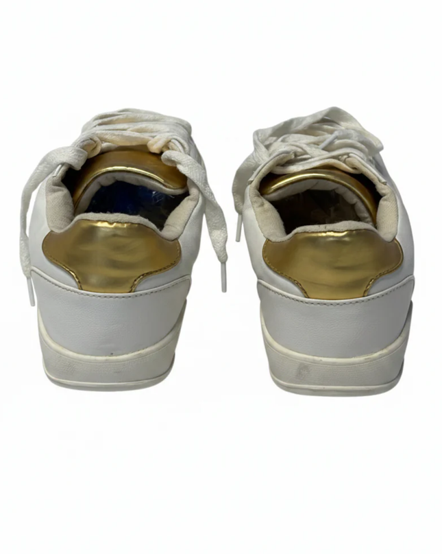 LEFTMAN White and Gold Low Top Sneakers