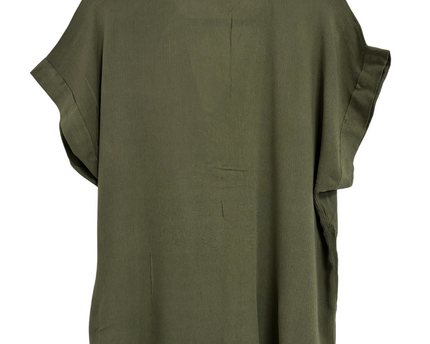Olive Green Relaxed Fit V-Neck Tunic Top - XL