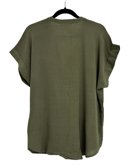 Olive Green Relaxed Fit V-Neck Tunic Top - XL