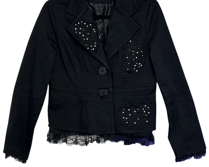 Ceres Black Lace Pearl Embellished Fashion Jacket