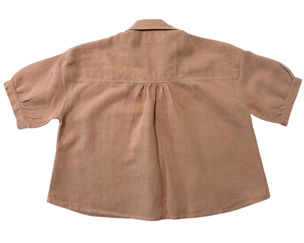 LNIN Dusty Rose Linen-Blend Cropped Camp Collar Shirt & Split-Hem Trousers Suit