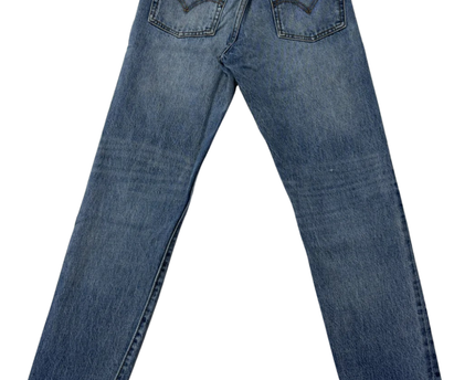 Levi's Blue Distressed High-Rise Straight Leg Jeans