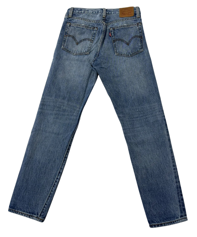 Levi's Blue Distressed High-Rise Straight Leg Jeans