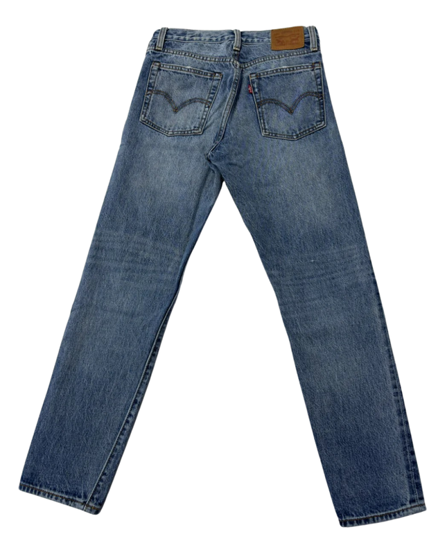 Levi's Blue Distressed High-Rise Straight Leg Jeans