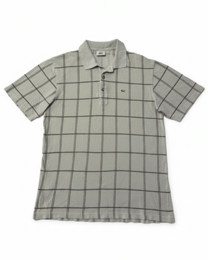 Lacoste Vintage Grey Grid Windowpane Polo Shirt