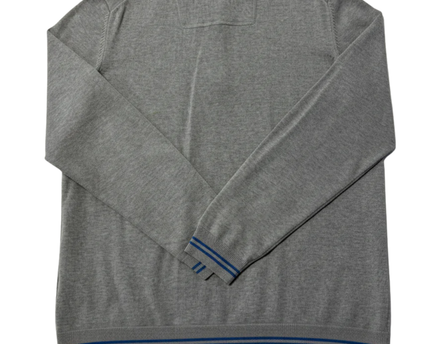 Hugo Boss Grey Quarter-Zip Cotton Blend Sweater