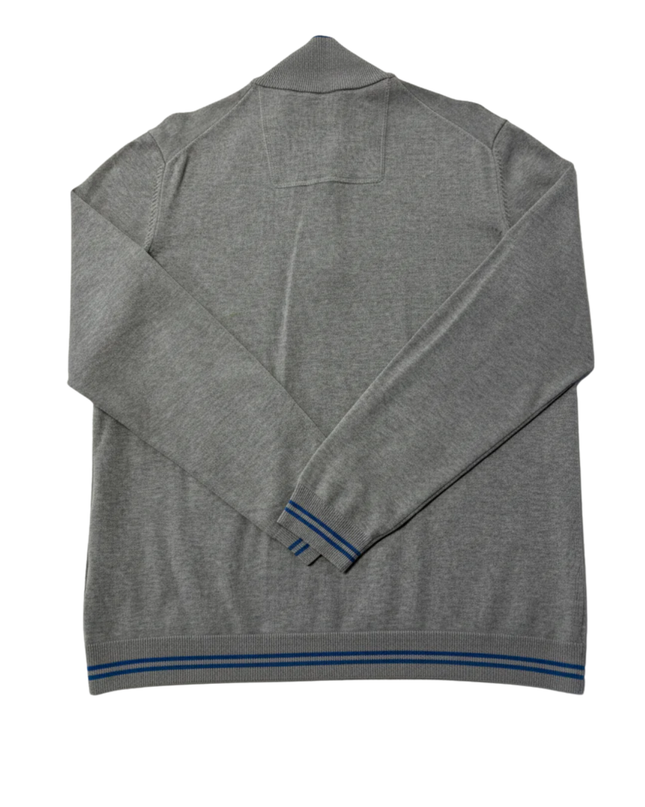 Hugo Boss Grey Quarter-Zip Cotton Blend Sweater