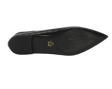 ZARA Black Pointed Toe Leather Flats