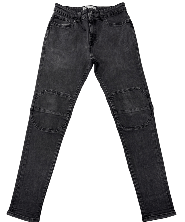 ZARA Slim Fit Washed Black Seam Detail Denim Jeans